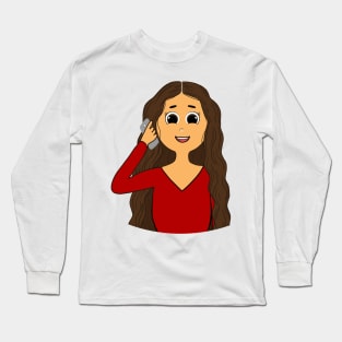 Chatty Character Illustration Long Sleeve T-Shirt